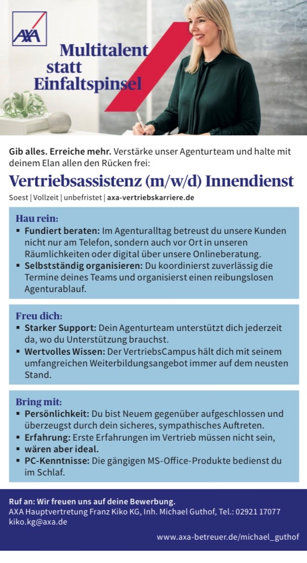 Axa Soest Kiko Kg Inh Michael Guthof Angebote Im Uberblick Axa