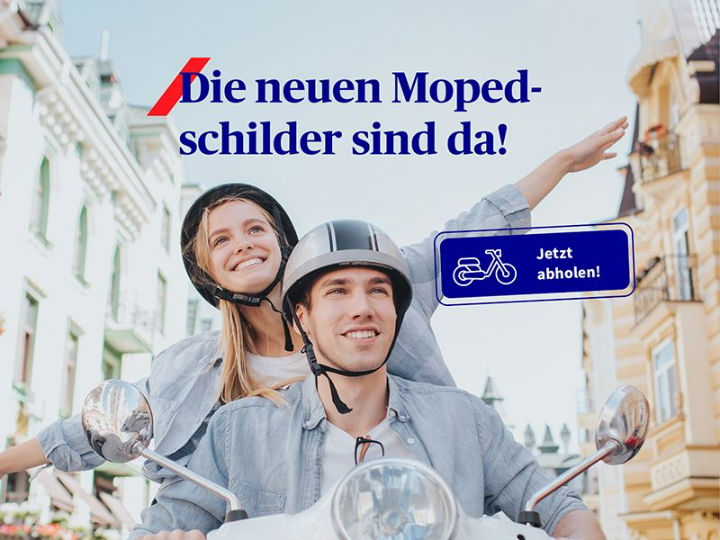 Holt Euch jetzt die neuen blauen Versicherungskennzeichen für Mofa, Moped, Roller oder E-Scooter!