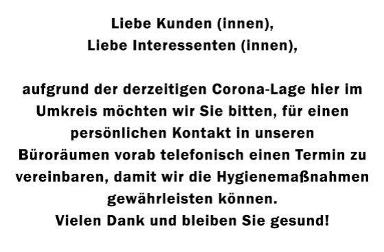 Wichtiger Hinweis zur aktuellen Situation