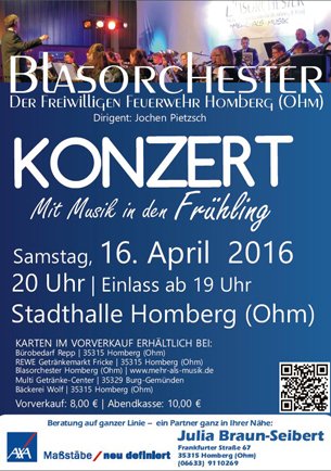 AXA Homberg Ohm Julia Braun-Seibert | Blasorchester Konzert
