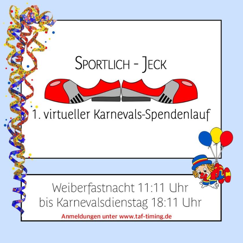Sportlich Jeck e.V. – 1. Virtueller Karnevals-Spendenlauf zu Gunsten des Brauchtums Sportlich Jeck e.V. – 1. Virtueller Karnevals-Spendenlauf zu Gunsten des Brauchtums
